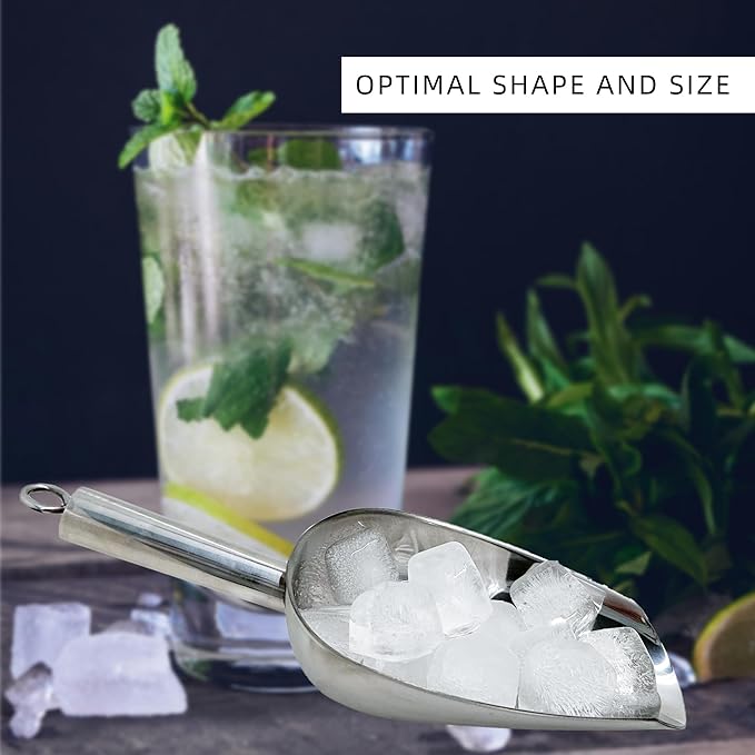 Olmaanseta Ice Tongs With Scoop For Ice Bucket,Stainless Steel Silver Scopper,For Freezer And Kitchen