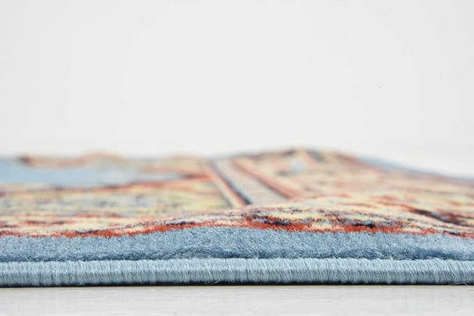 Unique Loom Reza Collection Traditional Persian Style Area Rug, Rectangular 5' 1" x 8' 0", Light Blue/Ivory