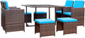Devoko 9 Pieces Patio Dining Sets Outdoor Space Saving Rattan Chairs