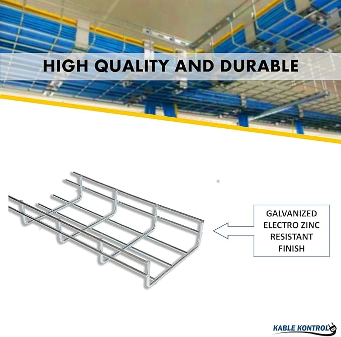 Kable Kontrol Water Fall Cable Guider - Tray Dividing and Routing - Wire Mesh Management Rack Basket, Zinc Plated Steel NEC Approved for Network, Fiber Optic, Cabling Accessory