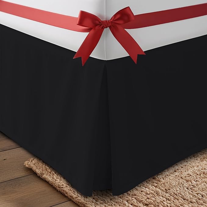 Utopia Bedding Full Bed Skirt - Soft Quadruple Pleated Ruffle - Easy Fit with 16 Inch Tailored Drop - Hotel Quality, Shrinkage and Fade Resistant (Full, Black)