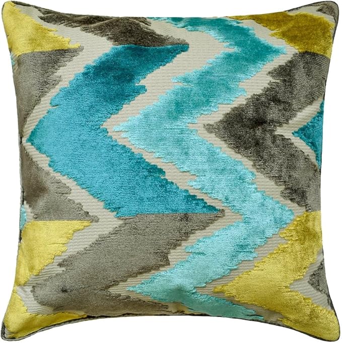 The HomeCentric King/Queen/Twin Blue Decorative CA King 86"x18" Bed Runner with Two Pillow Cover, Velvet, Peacock Colors & Ombre Bed Scarf on Velvet Fabric - Plume Palatte
