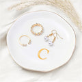 ProCase Ceramic Jewelry Tray, Initial Ring Dish Trinket Plate Engagement Gift, Small Personalized Monogram Ring Bowl for Wedding, White Decorative Jewelry Holder for Women Vanity -Letter C