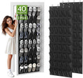 Over the Door Shoe Organizer with 40 Large Breathable Mesh Pockets, Space Saving Shoe Holder, Hanging Shoe Rack for Entryway Bedroom Closet Storage (Black, 80 Pockets)