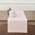 Solino Home Linen Pink Table Runner 48 Inches - Classic Hemstitch, 100% Pure Linen Coffee Table Runner 14 x 48 Inch Ideal for Dresser Tables - Christmas