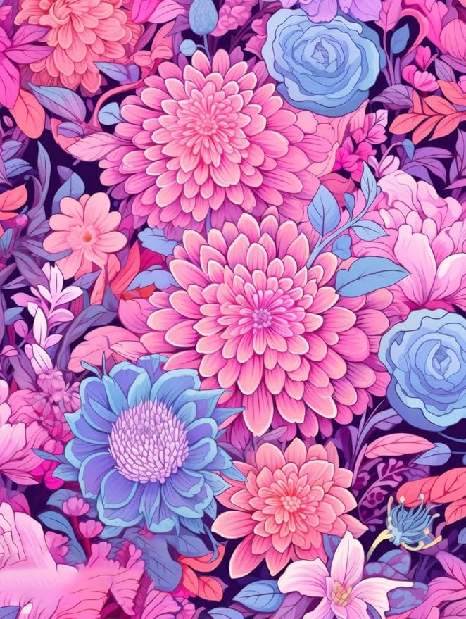 Vibrant Floral Outdoor Rug Modern Flower Texture Rugs for Patio Deck Porch Balcony Waterproof Non Slip Camping Garden Large Outside Carpet Easy Clean Machine Washable Pool Mat Pink Purple 7x10