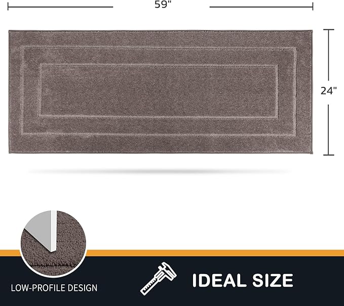 PURRUGS Dirt Trapping Door Mat 24" x 59", Non-Slip/Skid Machine Washable Entryway Rug, Dog Doormat, Super Absorbent Welcome Mat for Muddy Wet Shoes and Paws, Grayish Brown