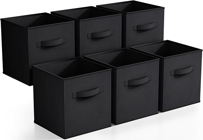 Sorbus Foldable Storage Cubes - 6 Pack, 11 Inch, Black, Fabric, Foldable, Storage and Organization, Versatile Use, Collapsible Storage, Lightweight and Durable