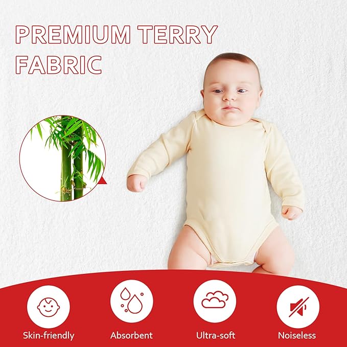 Pack and Play Sheets & Waterproof Terry Pack N Play Mattress Protector Pad Cover 4 Pack, Viscose Terry Pack N Play Sheets Set, Grey & Navy