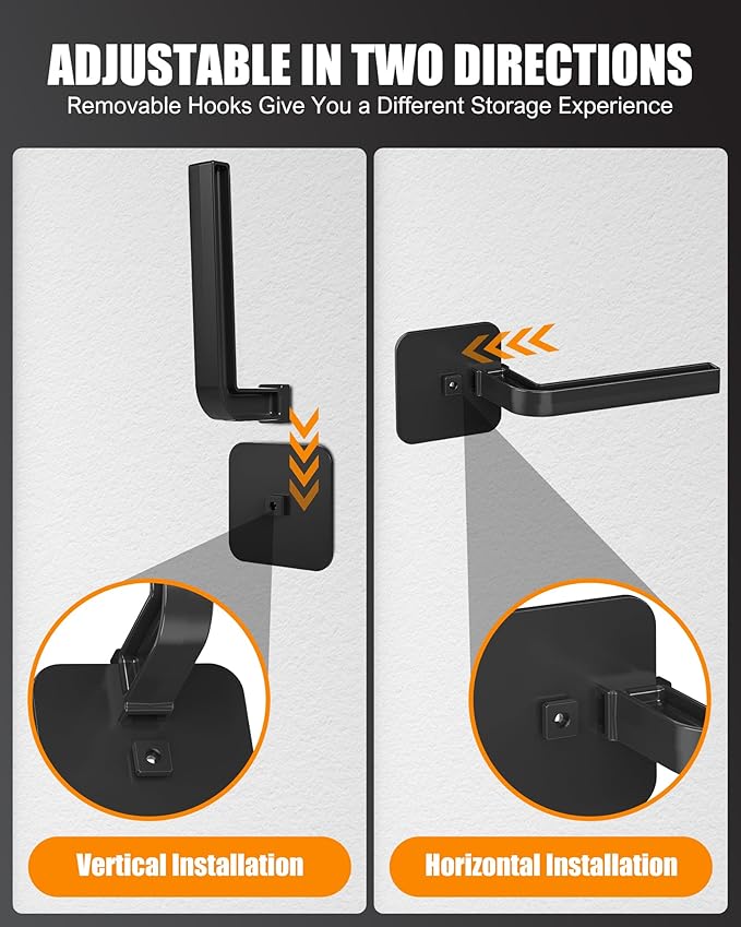 Hat Rack for Hat Storage (8-Pack), Multi-Purpose Hat Organizer, Strong Adhesive Hat Hooks for Wall Hat Organizer for Baseball Caps, Two Mounting Options Hat Hook, Black