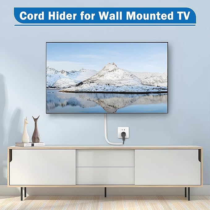 UOMTFAI Wall Cord Hider 390 Inch - Self-Adhesive Wire Cover Raceway for Walls, Flexible PVC Cable Concealer for Home and Office, W0.59 H0.39in - White