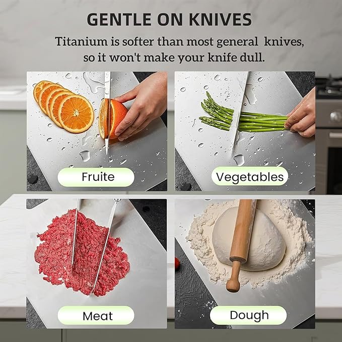 Katuchef Titanium Cutting Board for Kitchen, Pure Katu chef Titanium Cutting Boards, Double Sided Non Toxic Chopping Board for Cutting Meat Vegetable Fruit,Easy to Clean(XL:17.32L*11.81W)