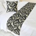 The HomeCentric King/Queen/Twin Black Decorative King 90"x18" Bed Runner with Pillow Cover, Circle, Rings, Quilted Bed Scarf on Jacquard Fabric - Circlewise