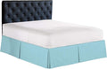 Bed Skirt - 100% Cotton 800 Thread Count Box Pleated Bed Skirt - Luxury Pleated Dust Ruffle, Hotel Quality Modern Bed Skirt, Easy Fit with 12 Inch Tailored Drop, Full XL, Aqua Blue