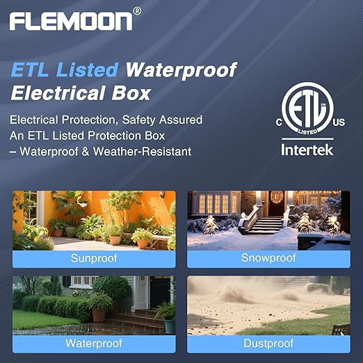 Flemoon IP55 Small Outdoor Electrical Box Waterproof (Inner 5.9 x 3.2 x 1.8inch), Extension Cord Cover with Detachable Awning Covers for Plug, Outlet, Holiday Lights, Blue