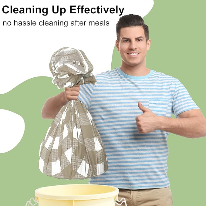 Smiry 20 Pack Khaki Gingham Disposable Tablecloths - 54" x 108" Heavy Duty Plastic Table Cloth, Waterproof Buffalo Plaid Table Covers for Picnic, Banquets, Outdoor Parties