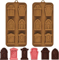EDUEE Halloween Chocolate Molds RIP Gravestone Candy Mold 2 pcs Silicone Tombstone Ice Cube Mold (2 x 1.42 inch)