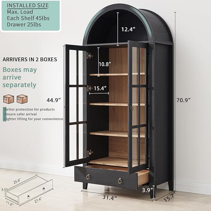 RowyPoey Farmhouse Arched Cabinet