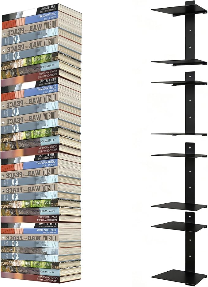 Invisible Floating Bookshelves 6 Tier, Heavy Duty Metal Book Organizer