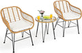 Tangkula 3 Pieces Patio Bistro Set, Rattan Conversation Set