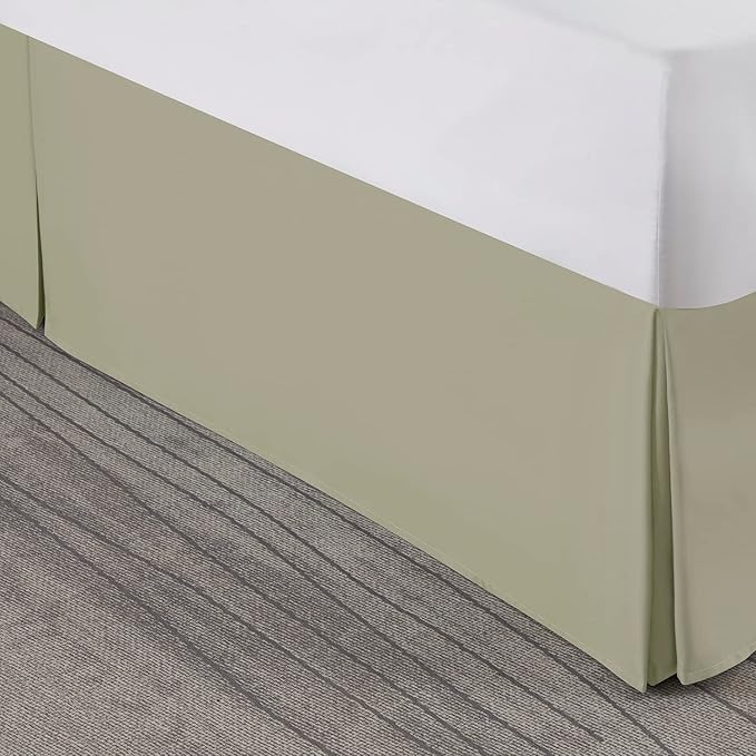 Nestl Green Full Bed Skirt - Full Size Bed Skirt 14 Inch Drop - Brushed Microfiber Bed Skirts - Hotel Quality Pleated Bed Skirt - Shrinkage & Fade Resistant