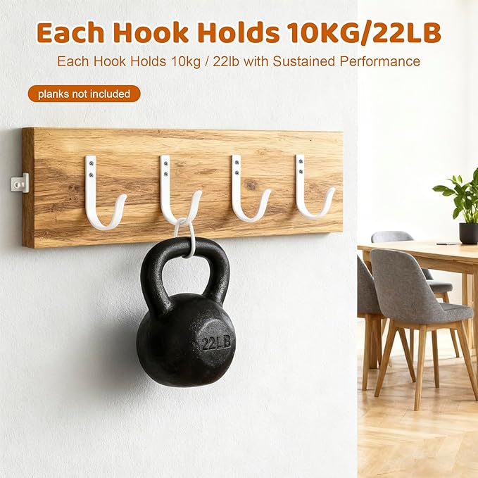 12 Pcs Wall Hooks for Hanging, Large Coat Hooks Wall Mount, Heavy Duty Screw in Metal Hooks for Wall (22LB), Towel Hooks for Bathrooms, Door, Mudroom, Backpack, Clothes, Closet, Purses, White