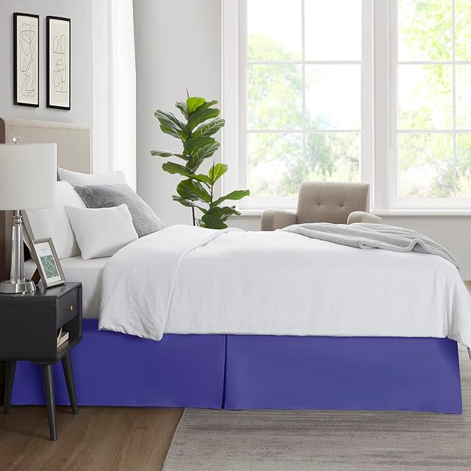 Nestl Royal Blue Blue Bed Skirt Queen Size - Queen Bed Skirt 14 Inch Drop - Brushed Microfiber Bed Skirts - Hotel Quality Pleated Bed Skirt - Shrinkage & Fade Resistant