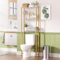AmazerBath Over The Toilet Storage Bamboo, Bathroom Storage Organizer Shelf, 3-Tier Above Toilet Storage Rack, Space Saver, White and Natural Color