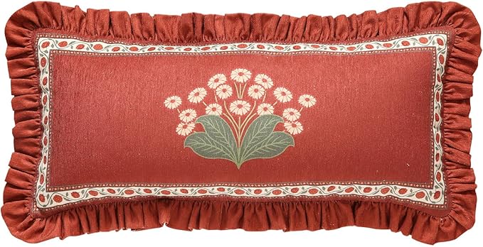 Rectangle Throw Pillow Covers,Red Cozy Velvet with Leaves and Floral Pattern Pillowcases,Decoration Long Lumbar Pillows Cushion Covers for Living Room Couch Sofa Bed Car Chair,12"x28"