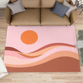 Boho Sun Area Rugs 4x5ft, Minimalist Sunburst Kids Play Rug, Abstraction Deco Throw Rugs Bedroom Fluffie Soft for Coffee Shop Living Room Under Table Game Room