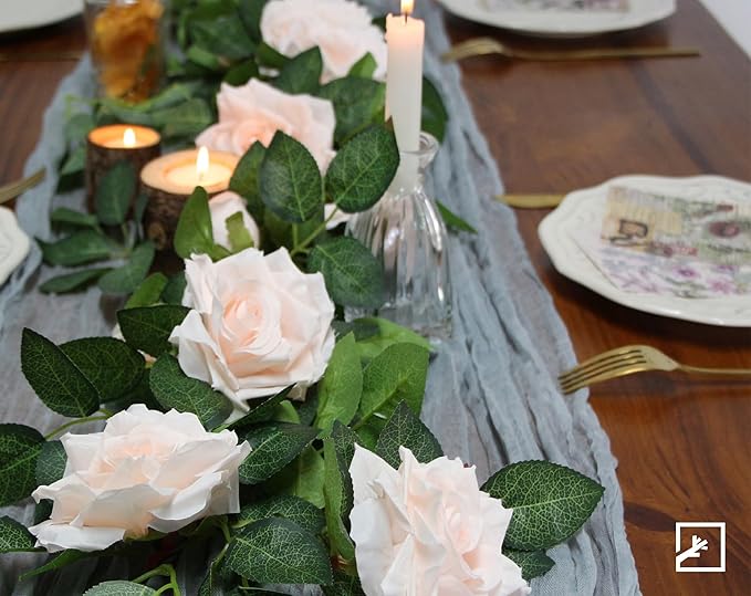 ZIFTY 5Pcs 32.5FT Pink Flower Garland Fake Rose Vines for Tea Party Mother's Day Decorations Faux Artificial Floral Garland Hanging Rose Ivy for Baby Shower Wedding Arch Ceremony Outdoor Wall Decor