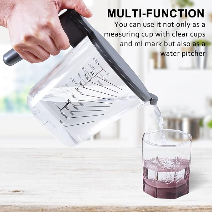 15 Pieces Measuring Cups and Spoons set, Includes 10 Stackable Measuring Cup with Lid and 5 Mini Stainless Steel Measuring Spoons, Teaspoons for Liquid and Dry, BPA Free, Dishwasher Safe