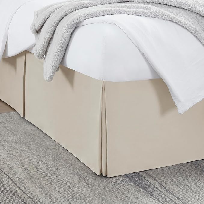 Nestl Linen Bed Skirt King Size - King Bed Skirt 14 Inch Drop - Brushed Microfiber Bed Skirts - Hotel Quality Pleated Bed Skirt - Shrinkage & Fade Resistant