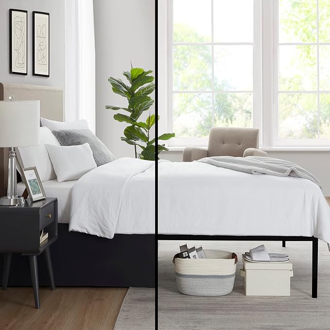 Nestl Black Twin XL Bed Skirt - Twin XL Size Bed Skirt 14 Inch Drop - Brushed Microfiber Bed Skirts - Hotel Quality Pleated Bed Skirt - Shrinkage & Fade Resistant