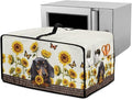 Dachshund Dog Sunflower Butterfly Print Microwave Oven Dust Cover Dustproof Microwave Toaster Oven Cover Polyester-Linen Fabric Kitchen Machine Covers for Toaster Oven Air Fryer, L
