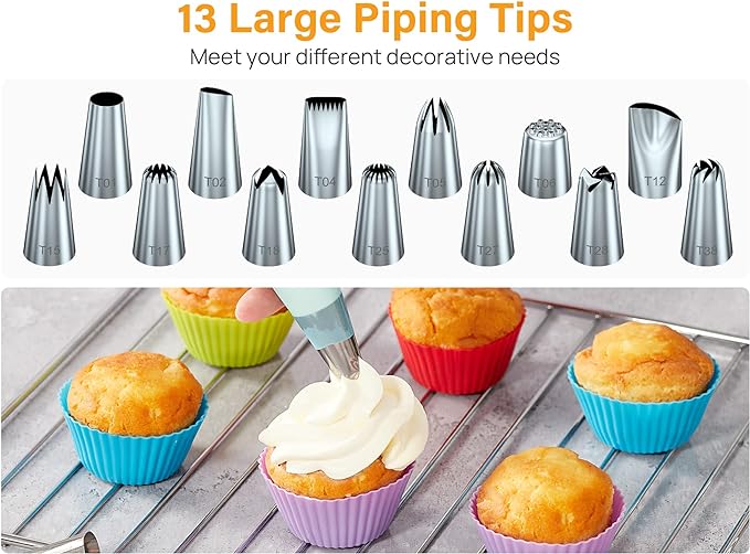 Kootek 54 Piping Bags and Tips Set Frosting Piping Kit for Beginners & Pros
