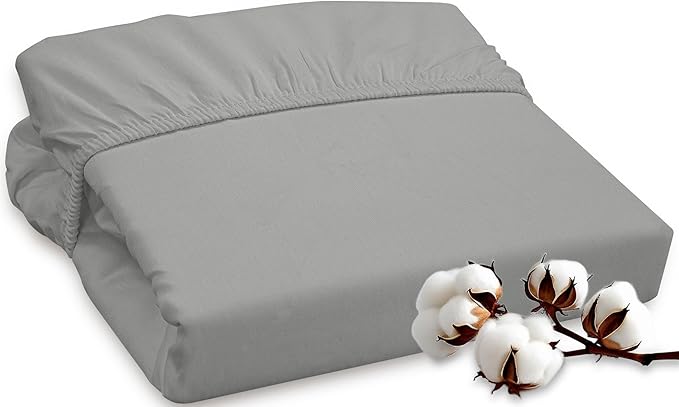 ROYALE LINENS 300 Thread Count 100% Long Staple Combed Cotton Fitted Sheet California King - Super Soft Deep Pocket Bottom Sheet - Fitted Sheets Only - Elastic Sheets (Cal King, Silver)