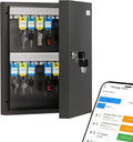 32-Keys Key Lock Box Key Management App (Track Key Borrow/Return), Wall Mount Key Cabinet, Security Key Holder Lockbox for Home, Garage, Car Key Storage for School, Small Office, Hotels