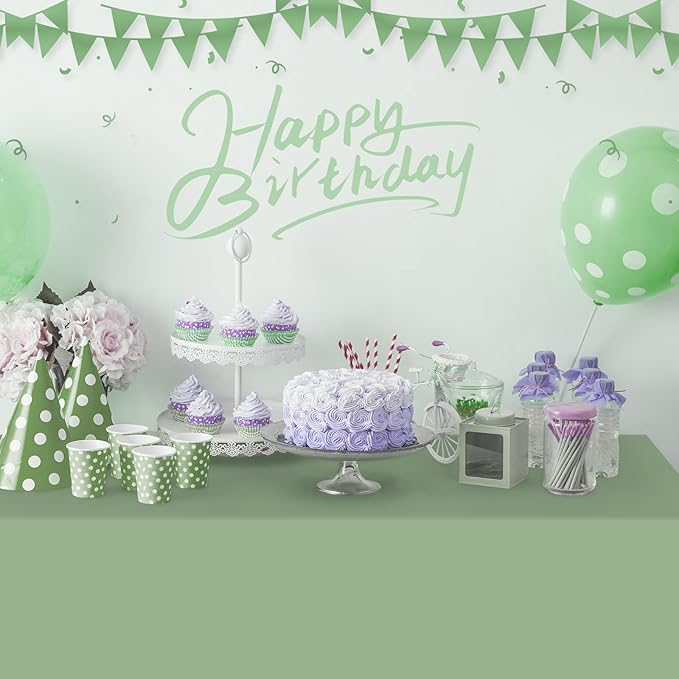 32 Pack Sage Green Plastic Tablecloth for Rectangle Tables, Premium Decorative Sage Disposable Table Cloths for Parties, Rectangle Party Table Cover for Birthday Wedding Baby Shower Party, 54x108 Inch