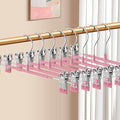 Pants Hangers with Clips 20 Pack Adjustable Skirt Hangers for Women Non-Slip Trousers Hanger for Jeans Clothes Hangers for Pants Heavy Duty Space Saving Shorts Hangers,Pink,12Inch