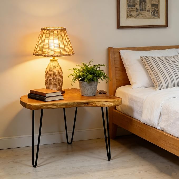 Live Edge Side Table, Solid Wood End Table