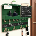 Key Holder for Wall Mount with Shelf and Mail Organizer, Key and Mail Holder with 16 Hooks, Farmhouse Entryway Organizer, Home Decor Rack (Pine Wood,Green)