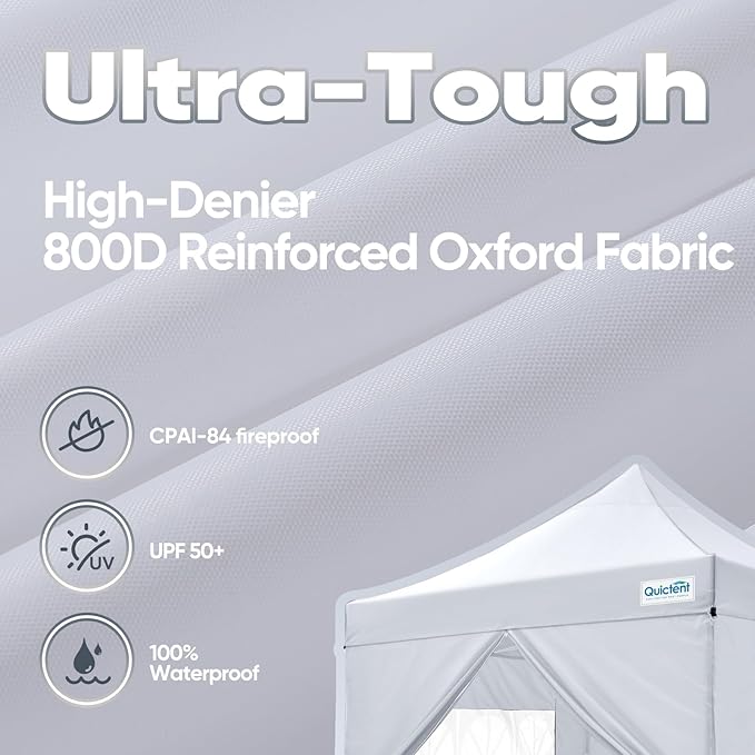 Quictent 10x10 Heavy Duty Pop Up Canopy Tent with Sidewalls, Hexagonal Legs- Commercial Instant Shelter with 3-Year Frame Warranty, 800D Waterproof Oxford Fabric for Weddings, Events, Outdoor Markets