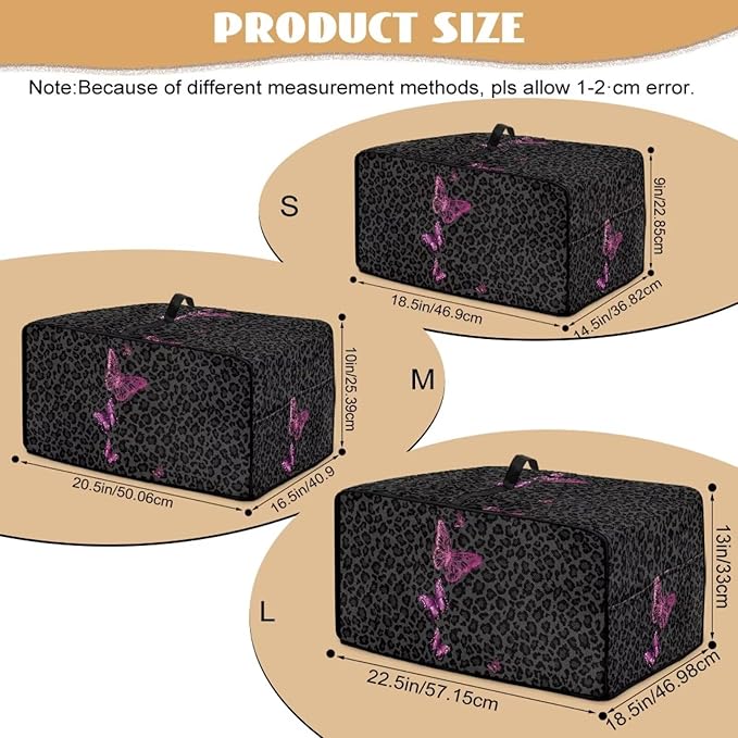 Butterfly Leopard Print Microwave Oven Dust Cover Heavy Duty Microwave Oven Cover Foldable Dust-Proof Kitchen Machine Covers Case Protections for Toaster Oven, M