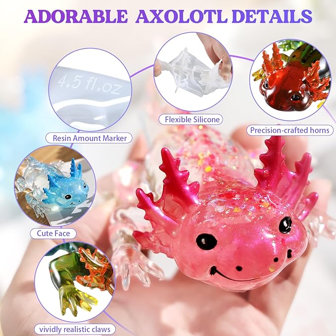 Let's Resin Large Axolotl Resin Molds Silicone, 3D Animal Silicone Molds