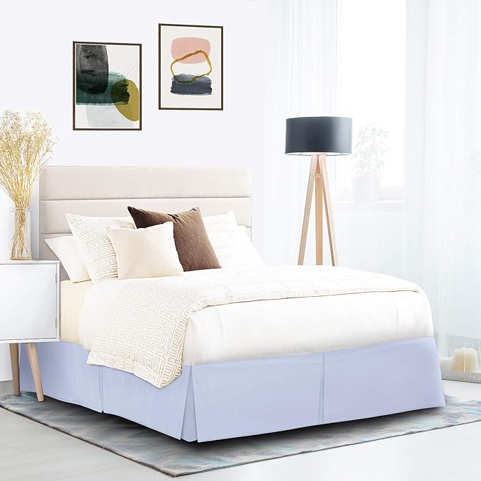 Nestl Ice Blue Twin Bed Skirt - Twin Size Bed Skirt 14 Inch Drop - Brushed Microfiber Bed Skirts - Hotel Quality Pleated Bed Skirt - Shrinkage & Fade Resistant