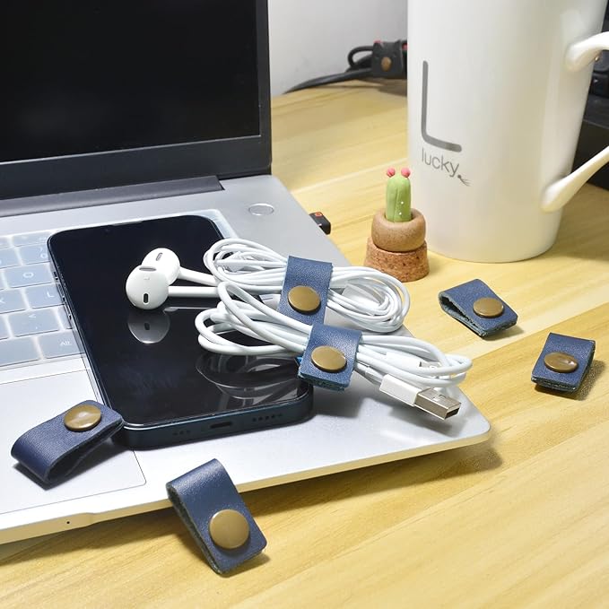 CAILLU Cord Organizer,Cord Keeper,Cable Organizer USB Holder,Cable Management,Cable Straps,Earbud case,wrap Headset Winder,Phone Earphone Clips Ties Stocking Stuffers for Men Gifts