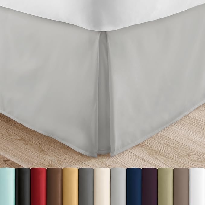 Linen Market Pleated Bed Skirt, Twin X-Large, Light Gray