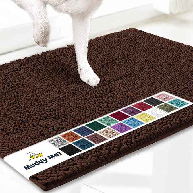Muddy Mat® | Super Absorbent Door Mat Indoor, Microfiber Quick Dry Chenille Entryway Rug, Non-Slip Front Door Mat, Indoor Mats for Entryway, Machine Washable Pet Rug, Brown 30"x19"