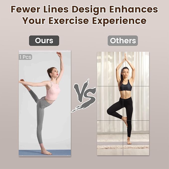 LOAAO Home Gym Mirror, 63"x24"-2 PCS Gym Mirrors for Wall, Frameless, Tempered Glass, Large Workout Mirrors for Home Gym, Dance Studio, Yoga Room, Garage Gym